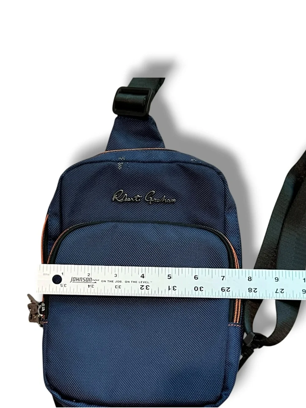 Robert Graham Randal Sling Bag Crossbody Messenger – Navy Blue Designer